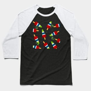 Tri Color Popsicle Pattern Baseball T-Shirt